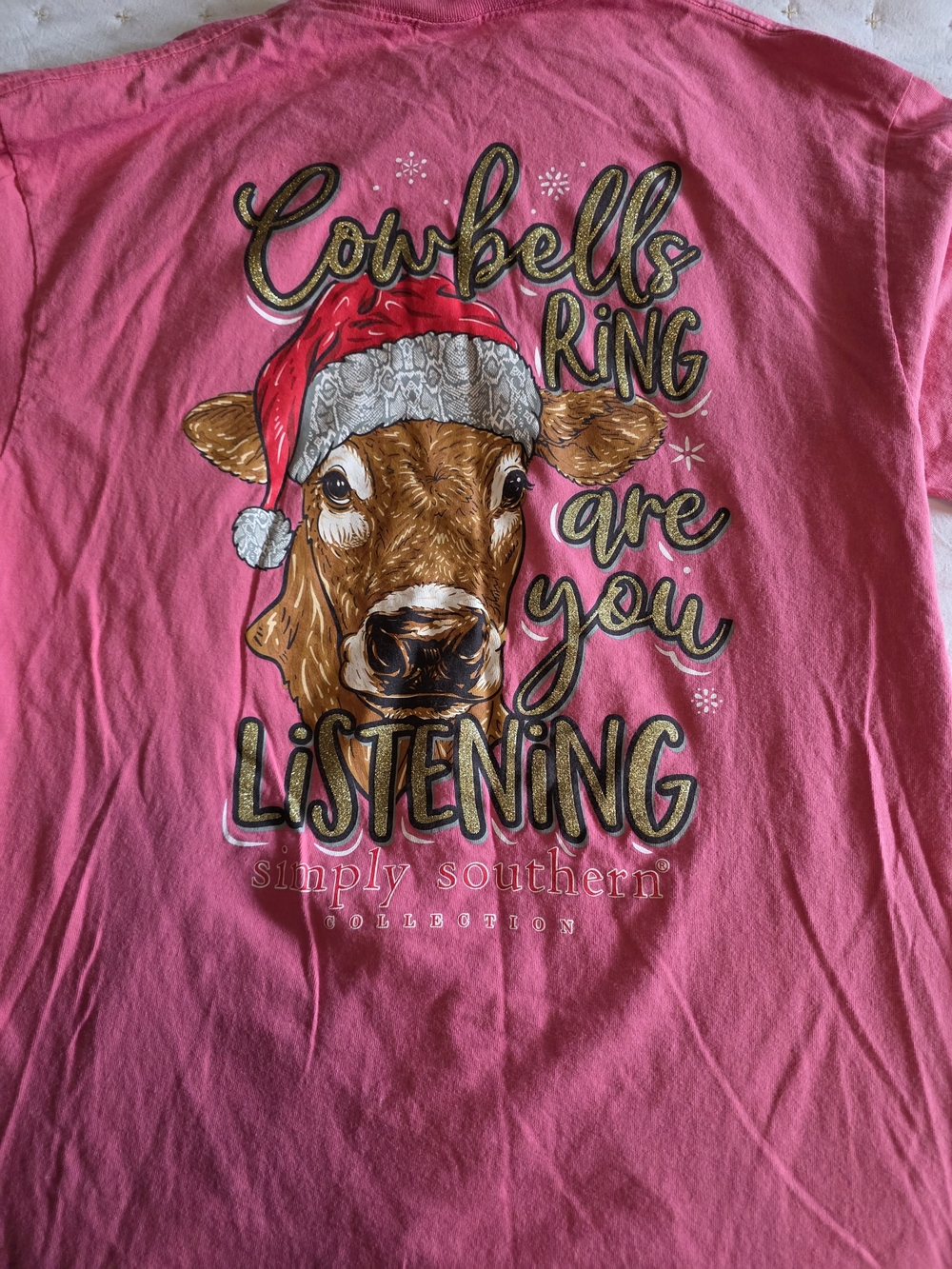 Simply Southern Kids Pink 'Cowbells Ring' Graphic Tee